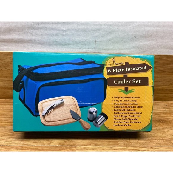 Trail Worthy 6 Pieces Thermal Cooler Soft Bag With Accessories Outdoor Camping - Picture 1 of 8